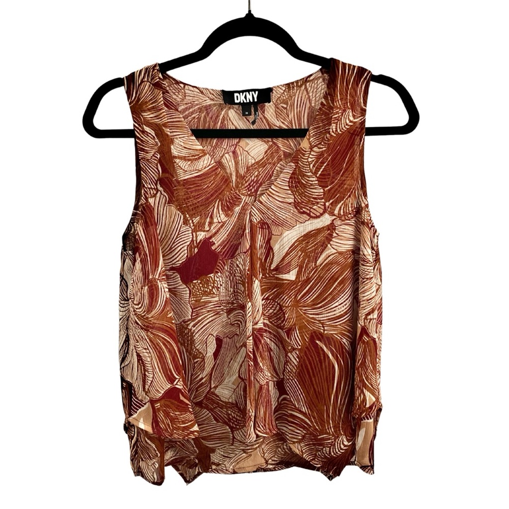 DKNY Rust Floral Sleevelees Top Size XS